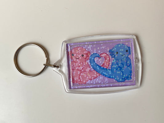 Axolotl art print keychain