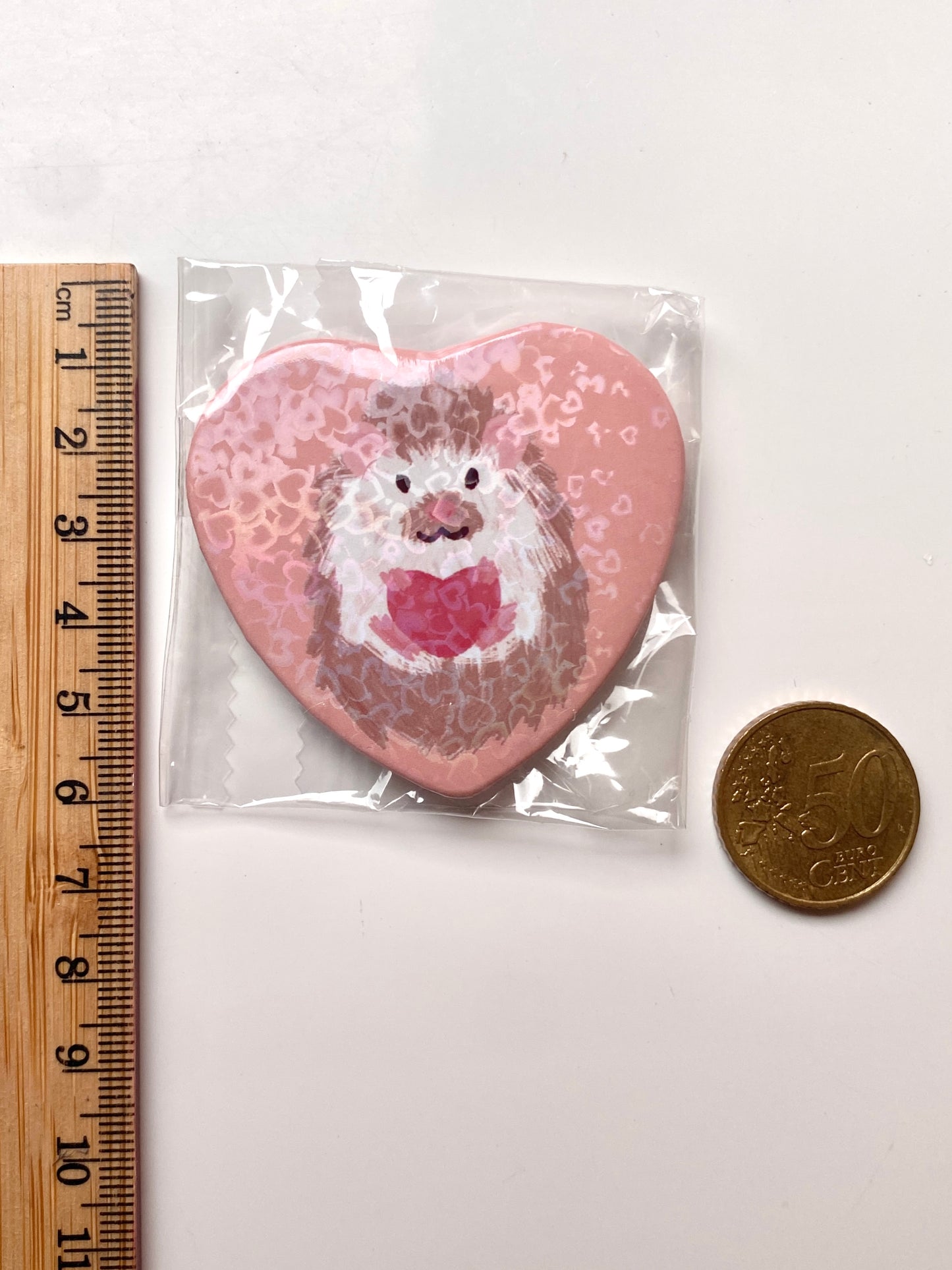 Hedgehog heart shaped badge