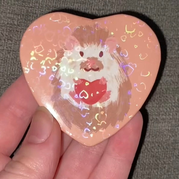 Heart shaped hedgehog badge