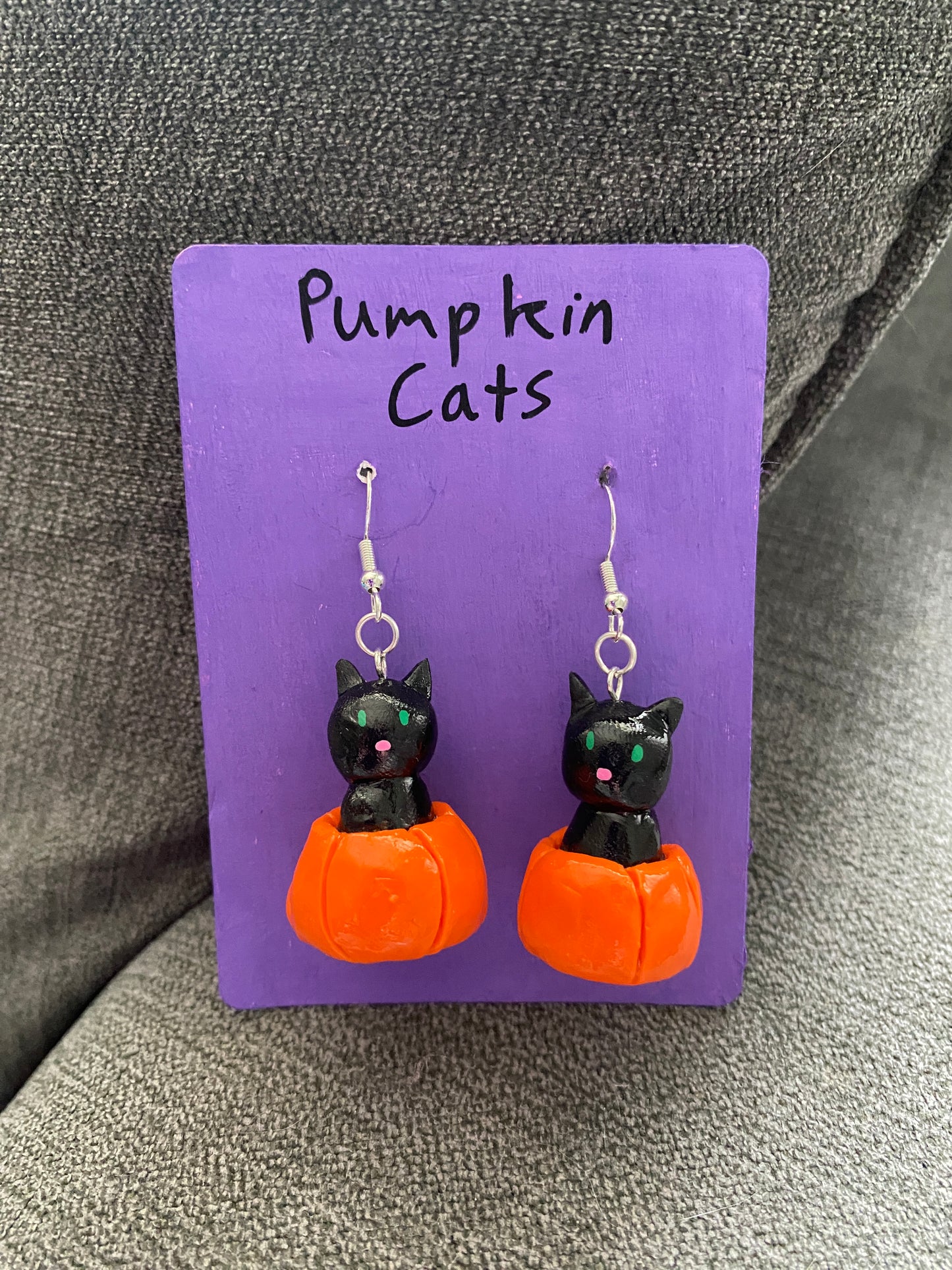 Pumpkin cat earrings