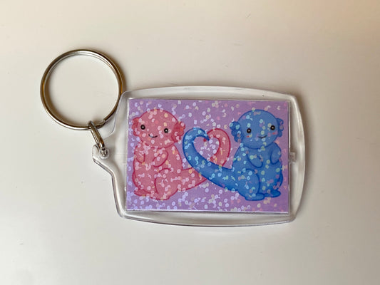 Axolotl art print keychain