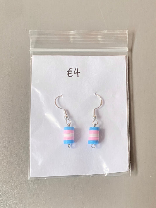 Transgender pride flag earrings