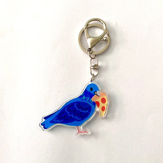 Pigeon pizza keychain