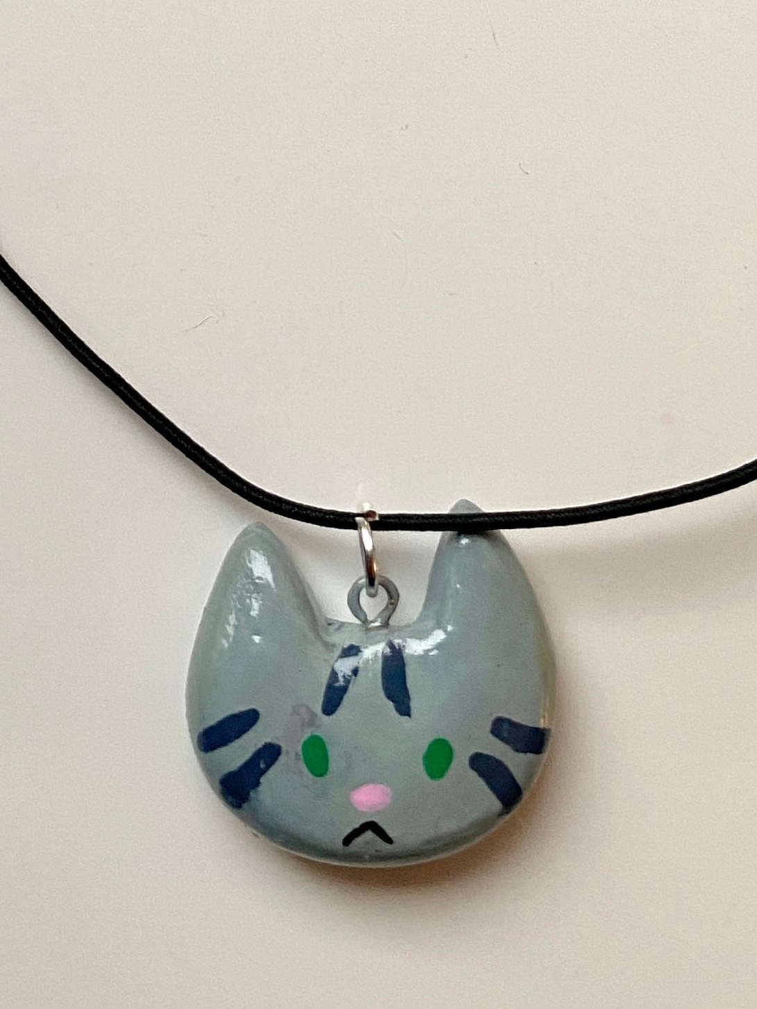 Grey cat necklace