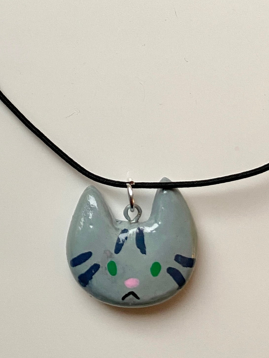 Grey cat necklace