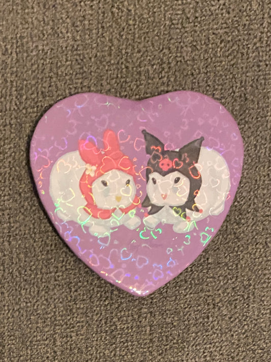 Bunnies heart shaped badge