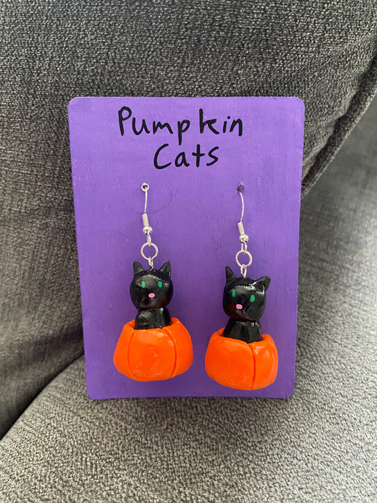 Pumpkin cat earrings