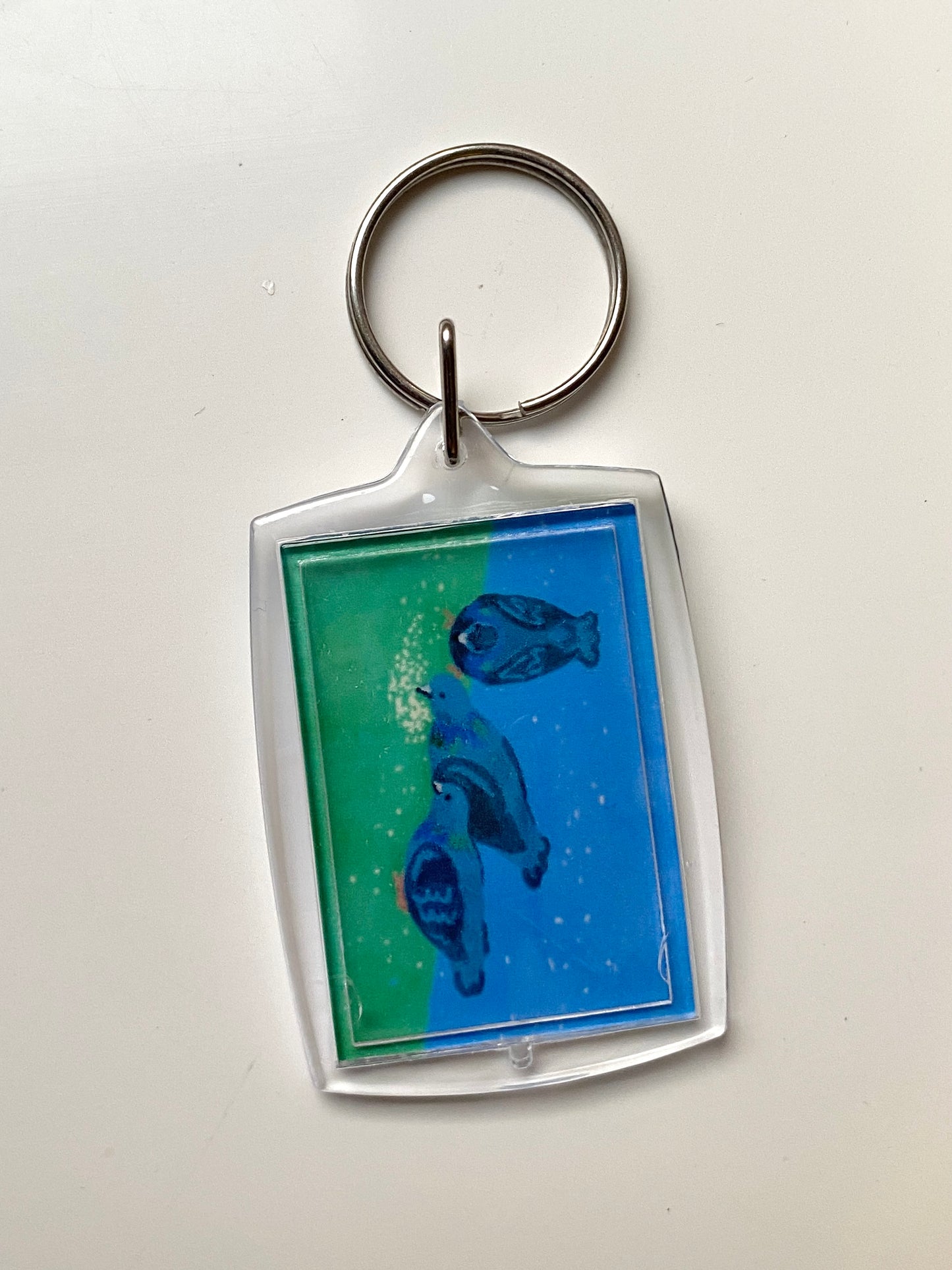 Pigeons art print keychain