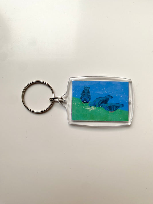 Pigeons art print keychain