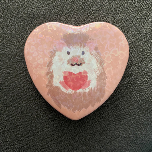 Heart shaped hedgehog badge
