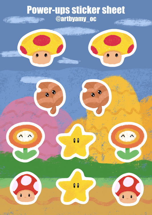Power ups sticker sheet