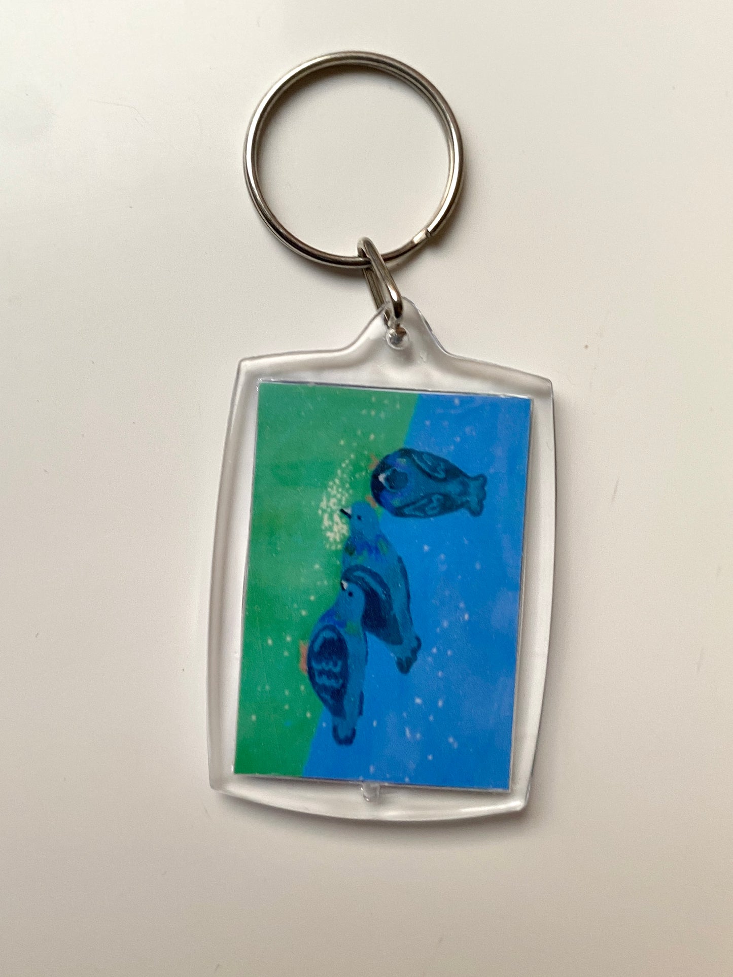 Pigeons art print keychain