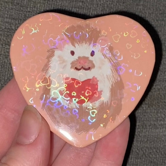 Heart shaped hedgehog badge