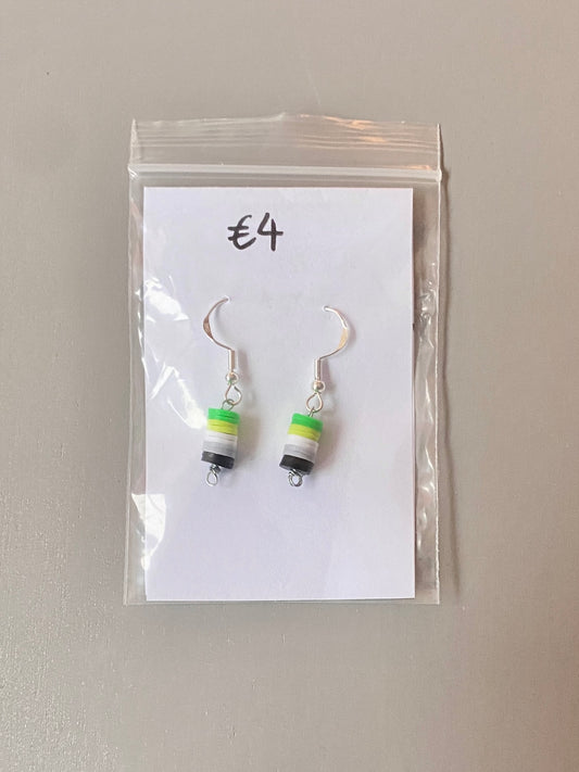 Aromantic pride flag earrings
