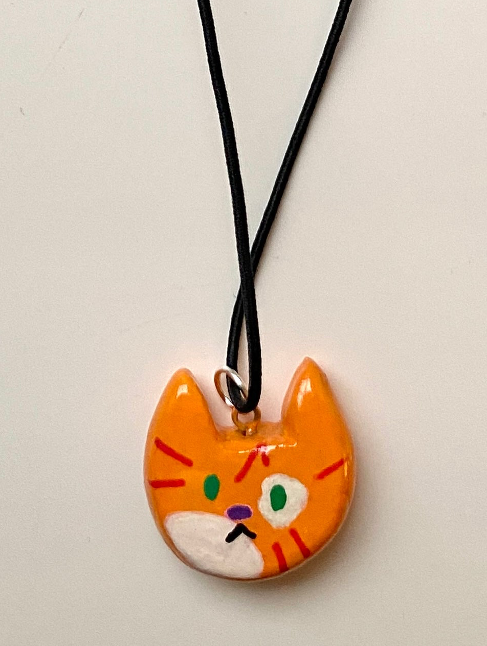 Orange cat necklace
